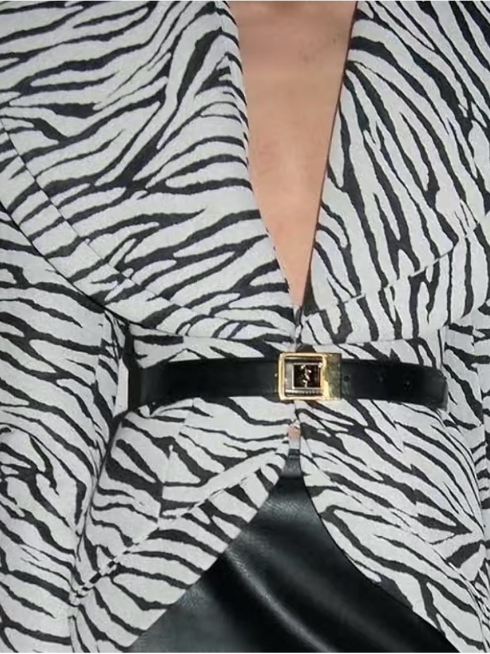 Black & White Zebra Print Peplum Blazer
